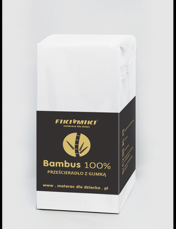 Fiki Miki Prześcieradło Bambusowe Białe 35x75 