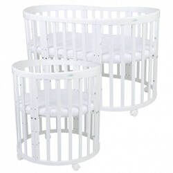 [OUTLET] Waldin Łóżeczko Dziecięce Owalne 7w1 z Materacem Białe