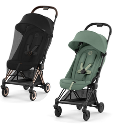 Cybex Coya Wózek Spacerowy Rama Matt Black Leaf Green + Cybex Coya Moskitiera Black