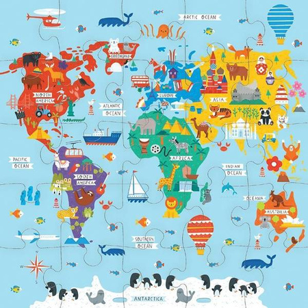 Mudpuppy Puzzle Podłogowe Jumbo Mapa Świata 25 Elementów 2+