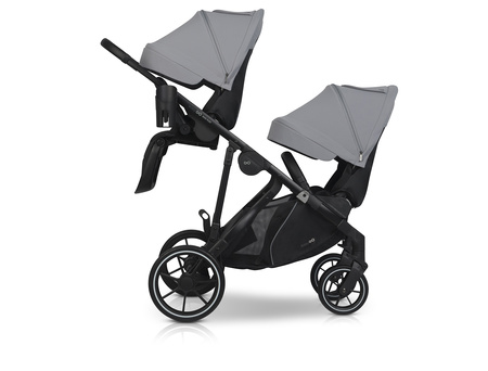 Easy Go Duoflex Wózek Głęboko-Spacerowy Bliźniaczy Rok po Roku Cloudy Gray 1 Siedzisko 1 Gondola