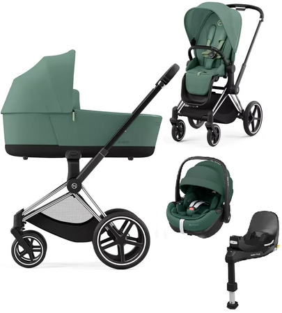 Cybex Priam 4.0 Wózek Głęboko-Spacerowy + Maxi-Cosi Pebble 360 Pro2 Fotelik Samochodowy + Baza