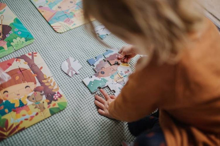 Janod Puzzle Progresywne W Walizce Pory Roku 4 Układanki – 6, 9, 12 I 16 Elementów 3+