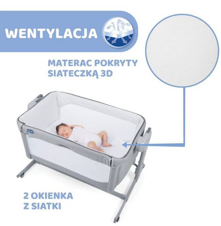 Chicco Next2Me Magic New 2023 Łóżeczko Dostawne Dla Dzieci Cool Grey