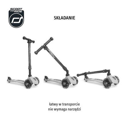 Scootandride Highwaykick 3 LED Hulajnoga Składana ze Świecącymi Kółkami 3+ Steel