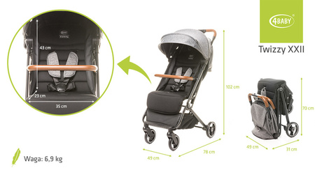 4BABY Twizzy Wózek Spacerowy XXII Dark Grey