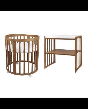 [OUTLET] Waldin Łóżeczko Dziecięce Owalne 7w1 z Materacem Vintage