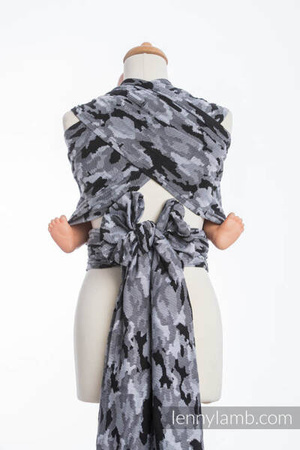 LennyLamb Nosidełko Dla Dzieci WRAP-TAI MINI Bawełna Splot Żakardowy z Kapturem Szare Moro