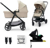 Kinderkraft Newly Wózek Wielofunkcyjny 4w1 + Fotelikiem Mink Pro z Bazą Sand Beige