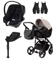 Adamex Lanti Wózek Głęboko-Spacerowy SD110 100% Skóra + Cybex Aton B2 i-Size Fotelik 0-13kg + Baza + Adaptery