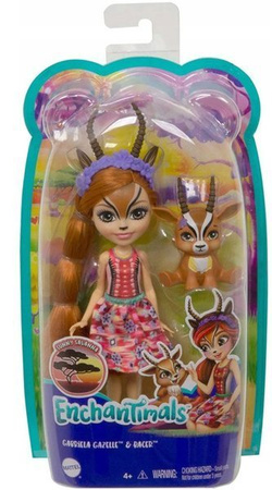 Barbie Enchantimals Lalka+zwierz.domowe FNH22  Gabriella Gazelle & Spotter GTM26
