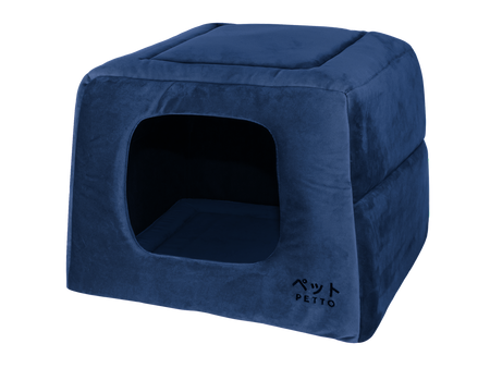 Petto Domek Legowisko 2w1 Uchi Velvet Granatowe