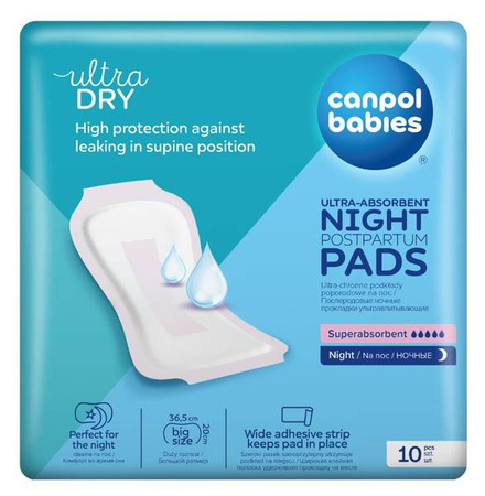 Canpol Babies Ultrachłonne Podkłady Poporodowe Na Noc Ultra Dry 10 Szt 78/004