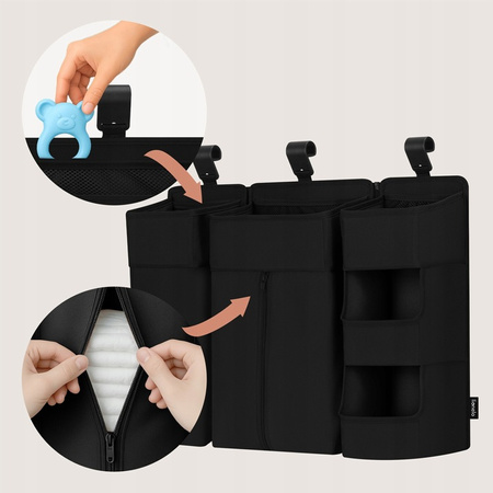 Lionelo Sidepocket Large Organizer na łóżeczko wiszący przybornik duży 3w1 Black