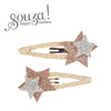 Souza! Spinki do włosów brokatowe złoto-srebrne gwiazdki Sarina 2 szt.