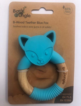 Bo Jungle Gryzak drewniano-silikonowy Animals Blue Fox