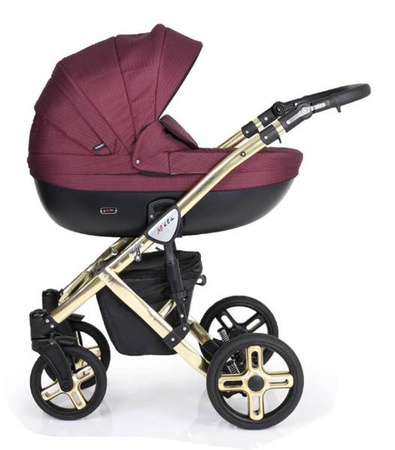 Kunert Mila Premium Wózek Głęboko-Spacerowy 2w1 Szary + Kreseczka Złota Rama Koła Żelowe