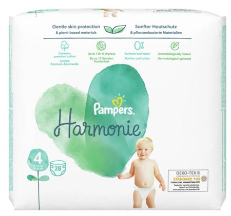 Pampers Pure Harmonie  Pieluchy r.4 28szt. rozmiar 9 -14 kg  28szt