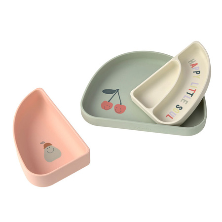 Lassig Zestaw silikonowych naczyń 3 el. Happy Fruit Cherry