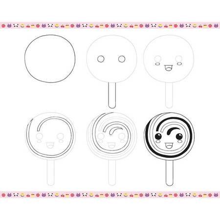 Janod Zestaw kreatywny Rysowanie krok po kroku Modele kawaii 20 rysunków 7+