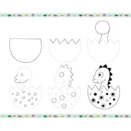 Janod Zestaw kreatywny Rysowanie krok po kroku Dinozaury 20 rysunków 7+