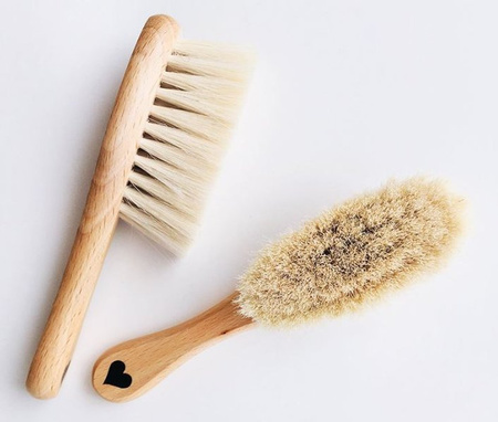 Lullalove Szczotka Włosie Kozie + Myjka Pieluszka Muślinowa Zielnik Róż