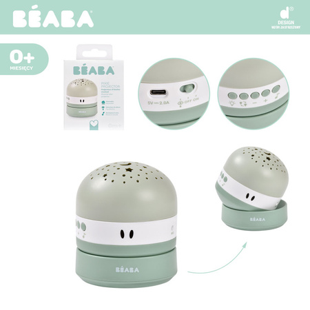 Beaba Projektor gwiazd z pozytywką i czujnikiem płaczu Pixie Sage green