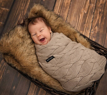 Lullalove Kocyk Premium Z Wełny Merino Beżowy