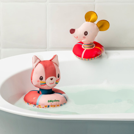 Lilliputiens Przytulanki do kąpieli Kotka Jeanne i Myszka Nina 6 m+