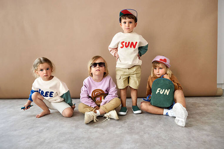 Lassig Bluza z bawełny organicznej GOTS Little Gang Sun milky 4-6 lat