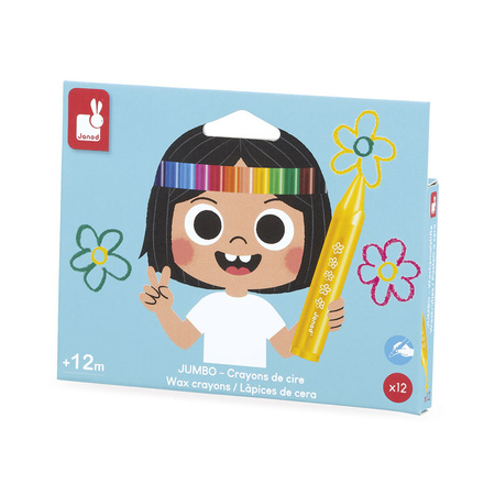 Janod Kredki woskowe 12 kolorów 12m+