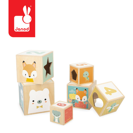 Janod Piramida wieża drewniana 6 el. Pure 12 m+