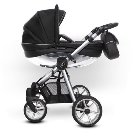 Babyactive Wózek Głęboko-Spacerowy Mommy Glossy + Fotelik Samochodowy 0-13 kg  3w1 Czarny/Silver