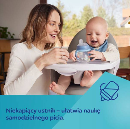 Canpol Babie sFirstCup Kubek z Silikonowym Ustnikiem 250ml Bonjour Niebieski 56/613_blu