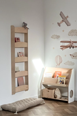 Baby Wood Slim Regał Ścienny L Naturalny