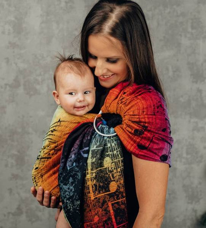 LennyLamb Chusta Kółkowa Splot Żakardowy Noszenia Dzieci Symfonia Tęczowa Dark  1,8m 100% Bawełna
