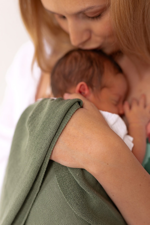 Puuki Yarnami Cozy Kocyk z Wełny Merino - Oliwkowy