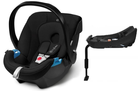 Cybex Aton Fotelik Samochodowy 0-13 kg Pure Black + Cybex Baza 2 do Fotelików Aton