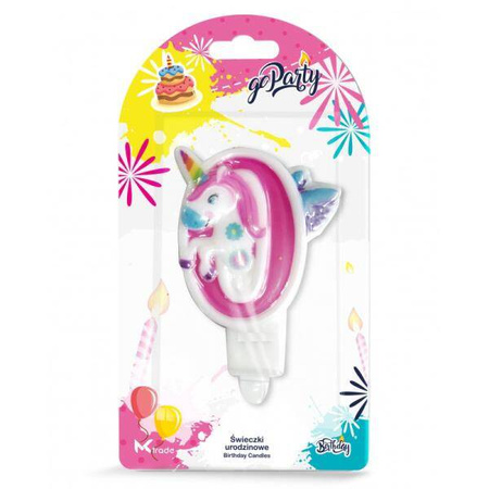 Mk Trade Świeczka Urodzinowa Jednorożec 8cm Cyfra 0
