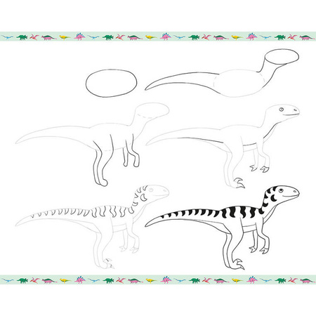 Janod Zestaw kreatywny Rysowanie krok po kroku Dinozaury 20 rysunków 7+