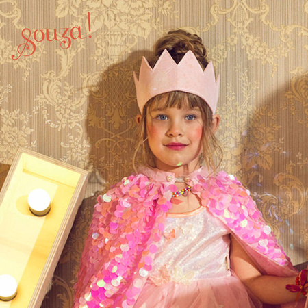 Souza! Kostium różowa peleryna z cekinami Laurence 8-10 lat