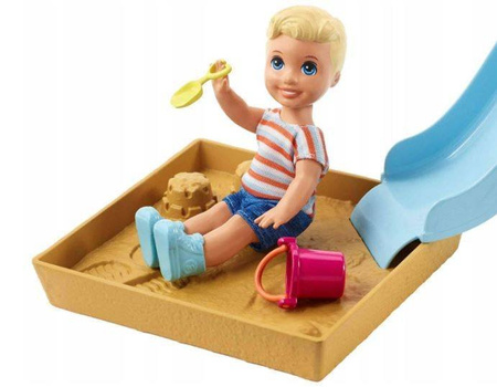 Barbie Akcesoria Namiocik, Zjeżdżalnia + Laleczka FXG94