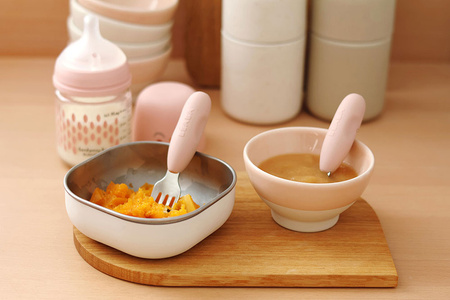 Beaba Zestaw pierwszych sztućców ze stali nierdzewnej Cotton candy