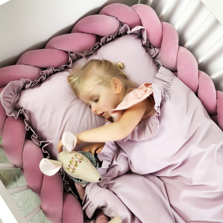 SenLove Ochraniacz do Łóżeczka Warkocz 360cm Brudny Róż