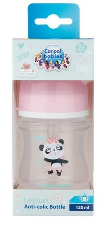Canpol Babies EasyStart Exotic Animals Butelka Szerokootworowa Antykolkowa 120 ml 35/220_pin Pink
