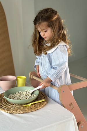 Baby Wood Kitchen Helper Składany Różowy
