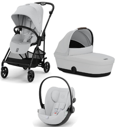 Cybex Melio Carbon Wózek Głęboko-Spacerowy Fog Grey + Cybex Cloud G I - Size Fotelik Samochodowy Fog Grey 0-13kg