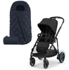 Cybex E-Gazelle S Wspomagany Wózek Spacerowy Rama Czarna Moon Black + Cybex Śpiworek Snogga 2 Ocean Blue 