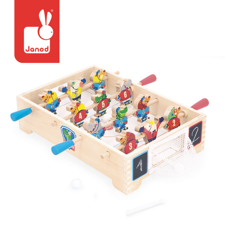 Janod Gra zręcznościowa drewniana Mini hokej Applepop 3+