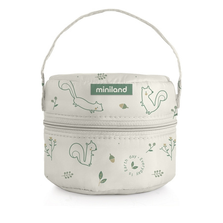 Miniland Pojemniki Szklane Okrągłe ECO-friendly 2x300ml Z Torbą Izot.-Wiewiórka